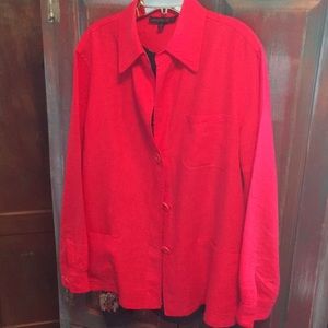 Lafayette 148 Size 12 Coral Red boxy fit jacket. EUC